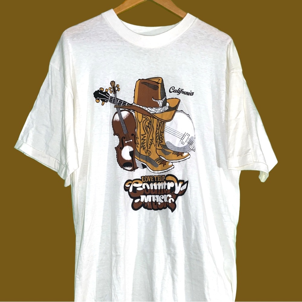 Vintage 1980s Love That Country Music California T-Shirt Single Stitch Size XL